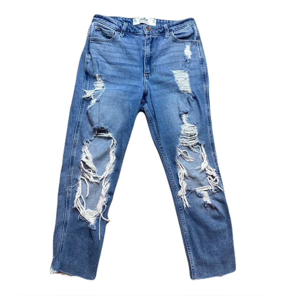 Hollister‎ Curvy High-Rise Mom Jeans Vintage Stretch Distressed Women's 5 Short